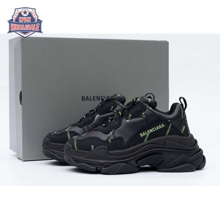 Balenciaga Triple S Allover Logo Black Green(W) SIZE: 35-45