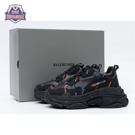 Balenciaga Triple S Allover Logo Black Rainbow (W) SIZE: 35-45
